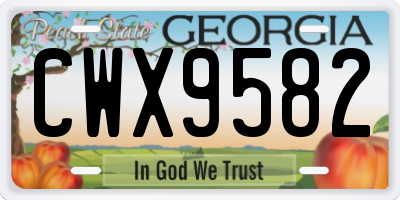 GA license plate CWX9582