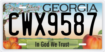 GA license plate CWX9587