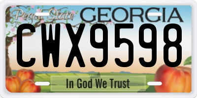 GA license plate CWX9598