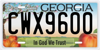 GA license plate CWX9600