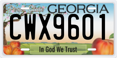 GA license plate CWX9601