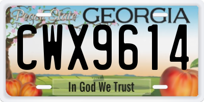 GA license plate CWX9614
