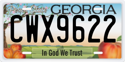 GA license plate CWX9622