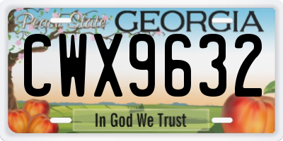 GA license plate CWX9632