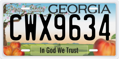GA license plate CWX9634