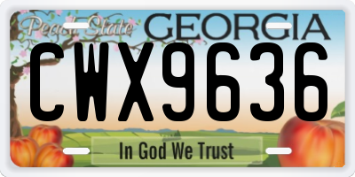 GA license plate CWX9636