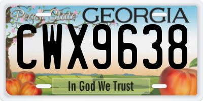 GA license plate CWX9638