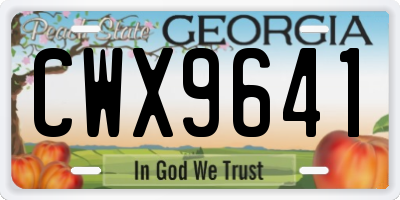 GA license plate CWX9641