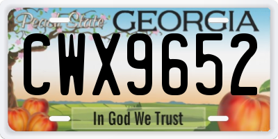 GA license plate CWX9652