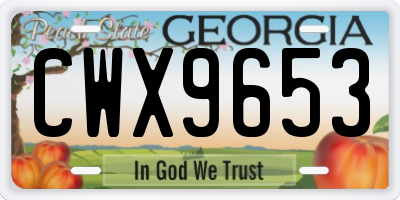 GA license plate CWX9653