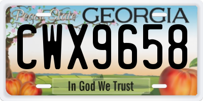GA license plate CWX9658
