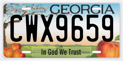 GA license plate CWX9659