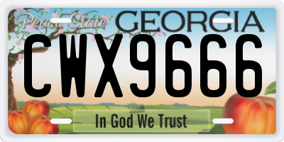 GA license plate CWX9666