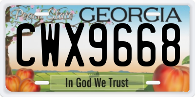 GA license plate CWX9668