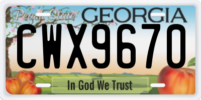 GA license plate CWX9670
