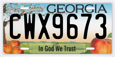 GA license plate CWX9673