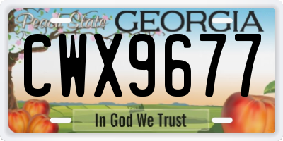 GA license plate CWX9677
