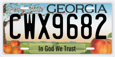 GA license plate CWX9682