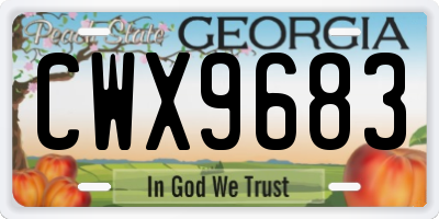 GA license plate CWX9683