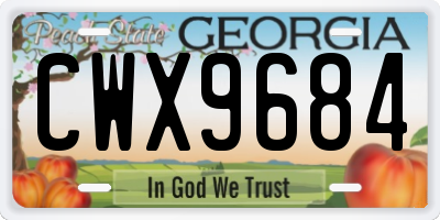 GA license plate CWX9684