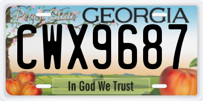 GA license plate CWX9687
