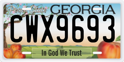 GA license plate CWX9693
