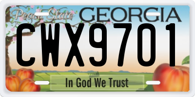 GA license plate CWX9701