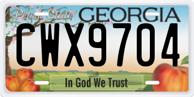 GA license plate CWX9704