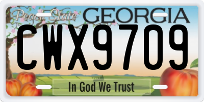 GA license plate CWX9709
