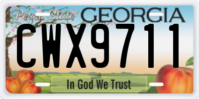 GA license plate CWX9711