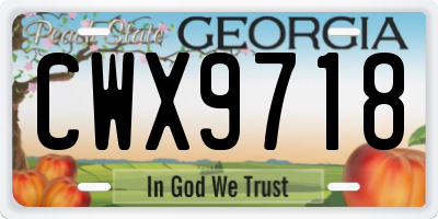 GA license plate CWX9718