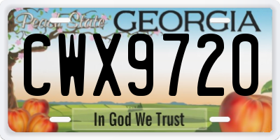 GA license plate CWX9720