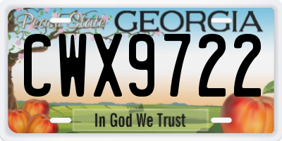 GA license plate CWX9722