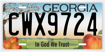 GA license plate CWX9724
