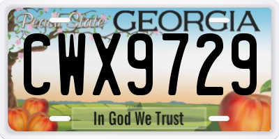 GA license plate CWX9729