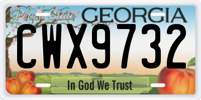 GA license plate CWX9732