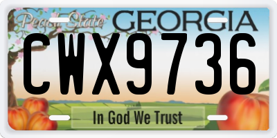GA license plate CWX9736