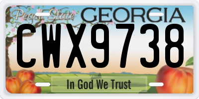 GA license plate CWX9738