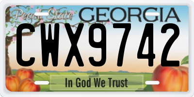 GA license plate CWX9742