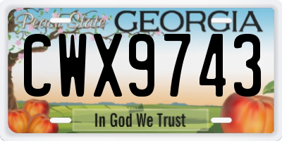 GA license plate CWX9743