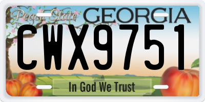 GA license plate CWX9751