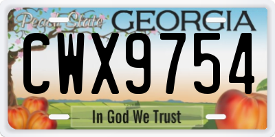 GA license plate CWX9754