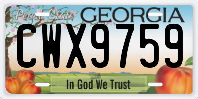 GA license plate CWX9759