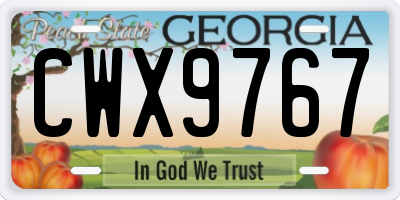 GA license plate CWX9767