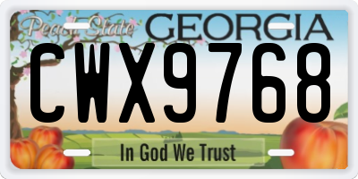 GA license plate CWX9768