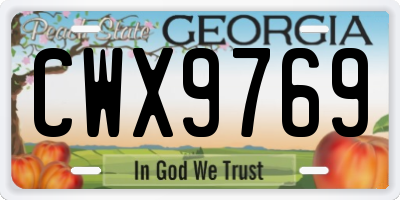 GA license plate CWX9769