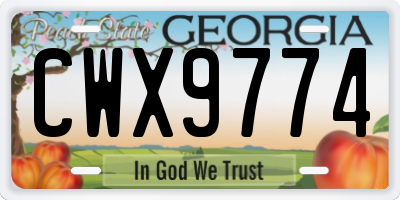 GA license plate CWX9774