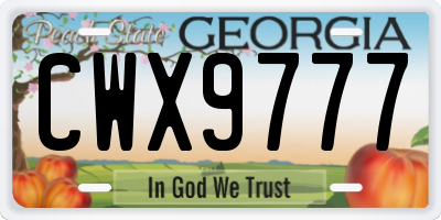 GA license plate CWX9777
