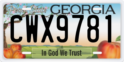 GA license plate CWX9781