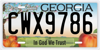 GA license plate CWX9786